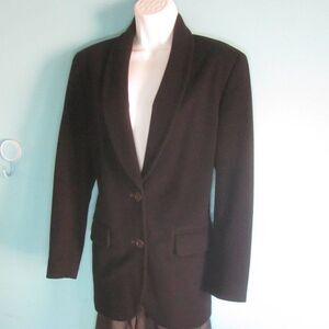 Anne Klein 2 Womens Size XS (Fits M) Black Vintage Blazer Lined Fleece Overcoat
